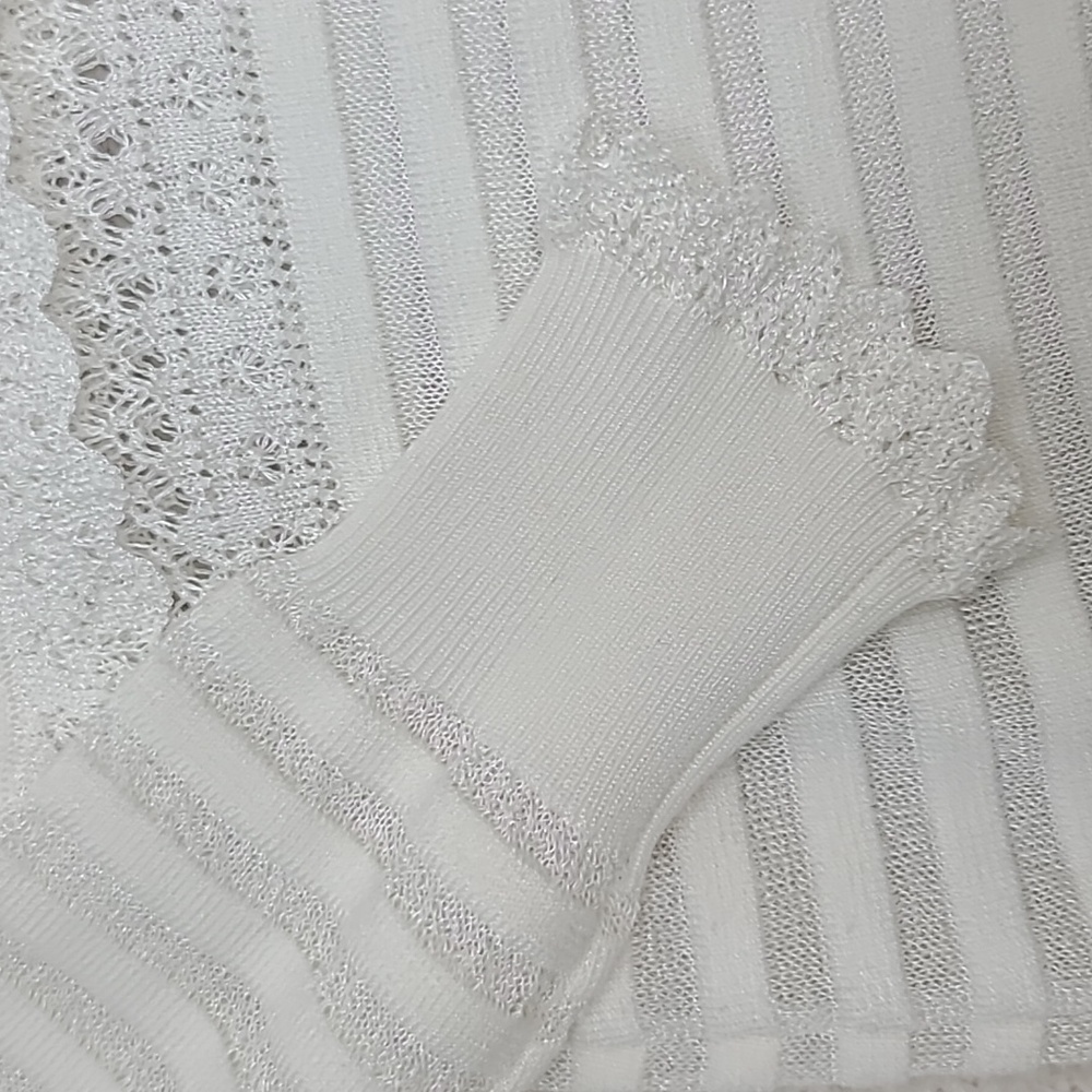 Cinq a Sept Antonia High Neck Long Sleeve Tiered Ruffle Lacey Blouse in White - Picture 7 of 17